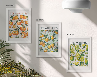 Mur de cadres Motifs d'agrumes fruités aux couleurs pastel