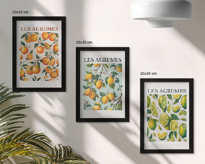 Mur de cadres Motifs d'agrumes fruités aux couleurs pastel