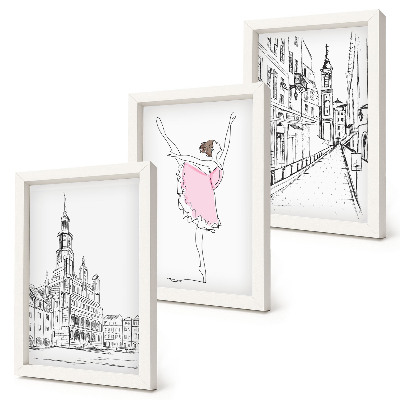 Lot de 3 tableaux Images élégantes de ballerines dansant et d'architecture