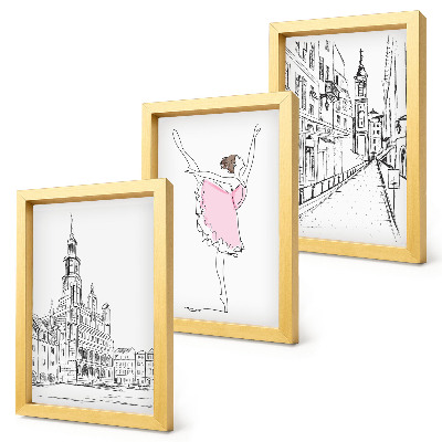 Lot de 3 tableaux Images élégantes de ballerines dansant et d'architecture