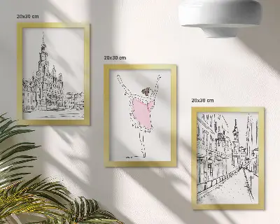 Lot de 3 tableaux représentant des ballerines élégantes et une architecture