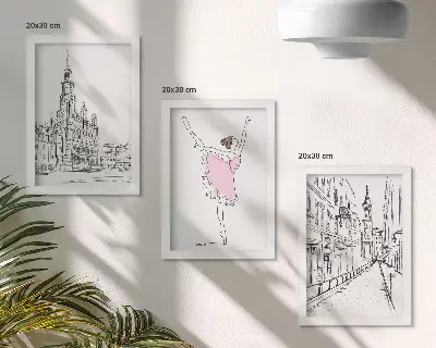 Lot de 3 tableaux représentant des ballerines élégantes et une architecture