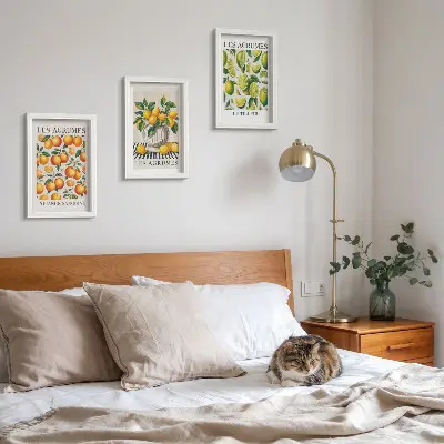 Ensemble de 3 tableaux motifs d'agrumes aux coloris frais et variés