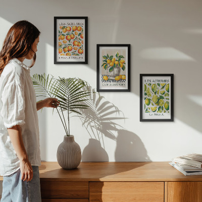 Ensemble de 3 tableaux Agrumes dans diverses versions colorées et fraîches