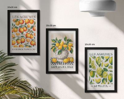 Ensemble de 3 tableaux Agrumes dans diverses versions colorées et fraîches