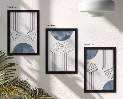 Lot de 3 tableaux Motifs abstraits dans les tons de bleu et de blanc