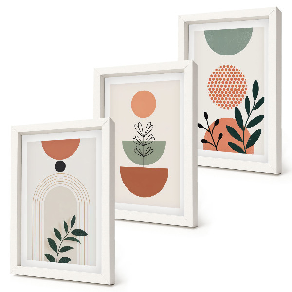 Mur de cadres Motifs végétaux aux formes et couleurs modernes
