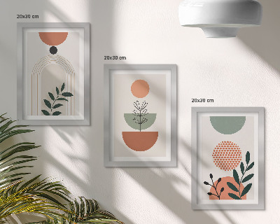 Mur de cadres Motifs végétaux aux formes et couleurs modernes