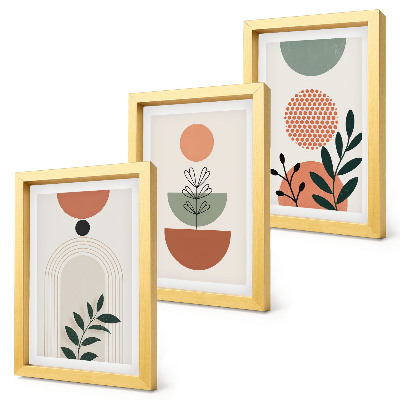 Mur de cadres Motifs végétaux aux formes et couleurs modernes