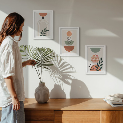 Mur de cadres Motifs végétaux aux formes et couleurs modernes