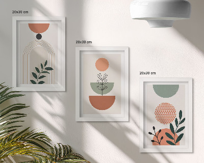 Mur de cadres Motifs végétaux aux formes et couleurs modernes