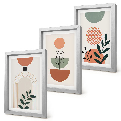Mur de cadres Motifs végétaux aux formes et couleurs modernes
