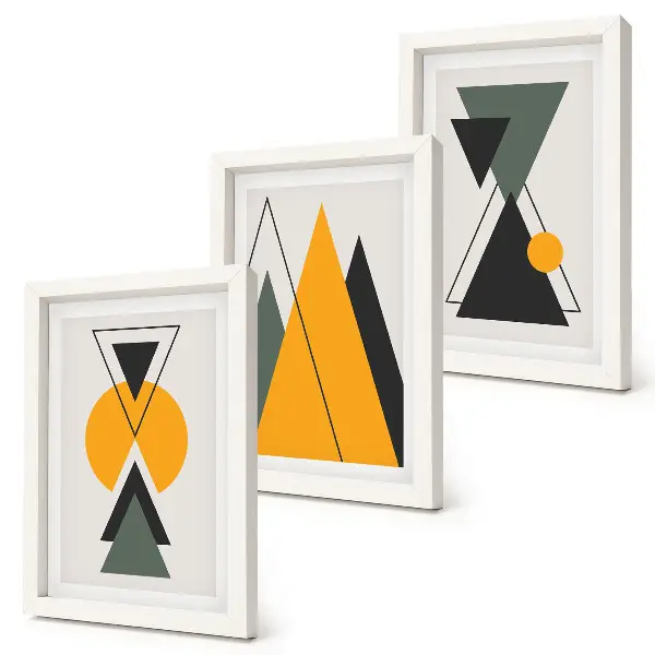 Formes géométriques abstraites ensemble de 3 tableaux