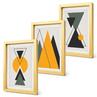 Formes géométriques abstraites ensemble de 3 tableaux