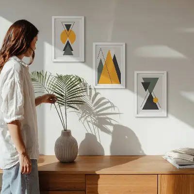 Formes géométriques abstraites ensemble de 3 tableaux