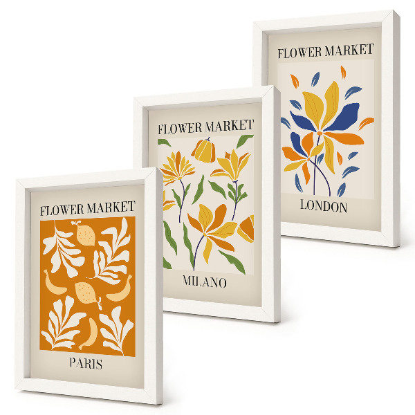 Mur de cadres Affiches florales Paris Milan Londres