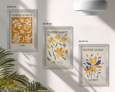 Mur de cadres Affiches florales Paris Milan Londres