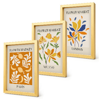 Mur de cadres Affiches florales Paris Milan Londres
