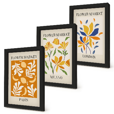Mur de cadres Affiches florales Paris Milan Londres