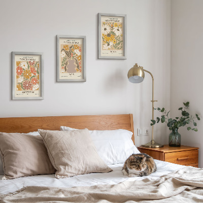 Lot de 3 tableaux Motifs floraux d'Amsterdam, de Paris et de Londres