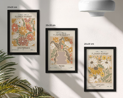 Lot de 3 tableaux Motifs floraux d'Amsterdam, de Paris et de Londres