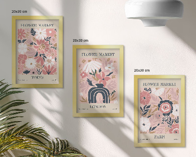 Ensemble de 3 tableaux Motifs floraux à Tokyo, Londres et Paris