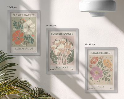 Mur de cadres Affiches florales Copenhague Londres Paris