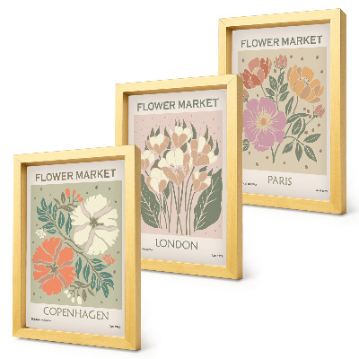Mur de cadres Affiches florales Copenhague Londres Paris