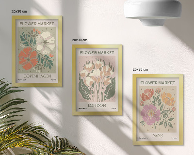 Mur de cadres Affiches florales Copenhague Londres Paris