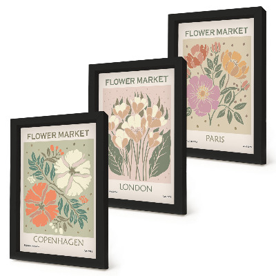 Mur de cadres Affiches florales Copenhague Londres Paris