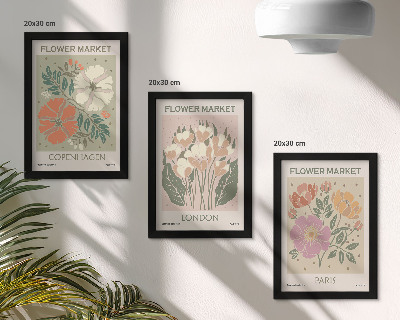 Mur de cadres Affiches florales Copenhague Londres Paris