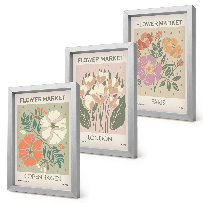 Mur de cadres Affiches florales Copenhague Londres Paris