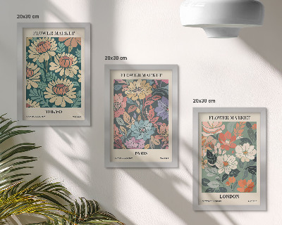 Lot de 3 tableaux Affiches de fleurs Tokyo Paris Londres