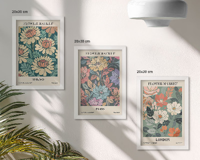 Lot de 3 tableaux Affiches de fleurs Tokyo Paris Londres