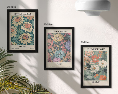 Lot de 3 tableaux Affiches de fleurs Tokyo Paris Londres
