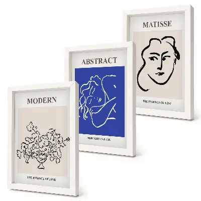 Mur de cadres avec affiches dans le style moderne et abstrait d'Henri Matisse