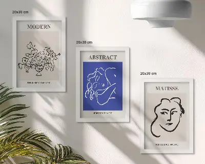 Mur de cadres avec affiches dans le style moderne et abstrait d'Henri Matisse