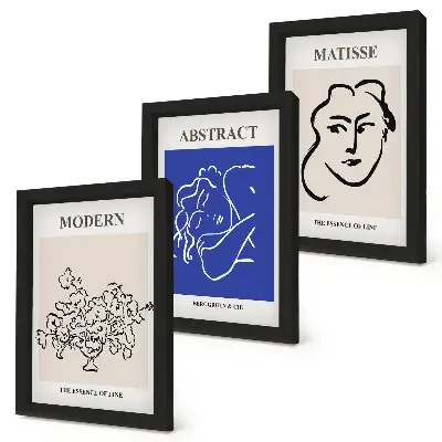 Mur de cadres avec affiches dans le style moderne et abstrait d'Henri Matisse