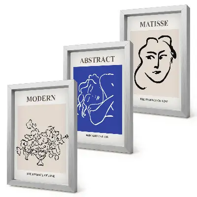 Mur de cadres avec affiches dans le style moderne et abstrait d'Henri Matisse