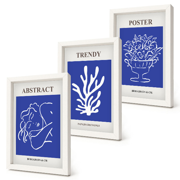 Lot de 3 tableaux Affiches bleues élégantes d'Henri Matisse