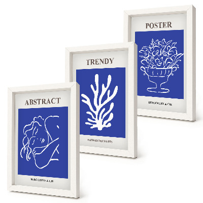 Lot de 3 tableaux Affiches bleues élégantes d'Henri Matisse