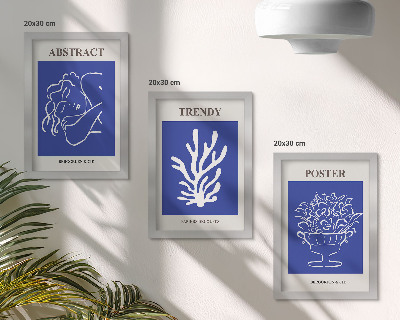 Lot de 3 tableaux Affiches bleues élégantes d'Henri Matisse