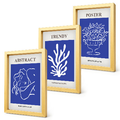 Lot de 3 tableaux Affiches bleues élégantes d'Henri Matisse
