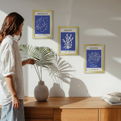 Lot de 3 tableaux Affiches bleues élégantes d'Henri Matisse