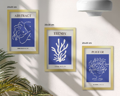 Lot de 3 tableaux Affiches bleues élégantes d'Henri Matisse