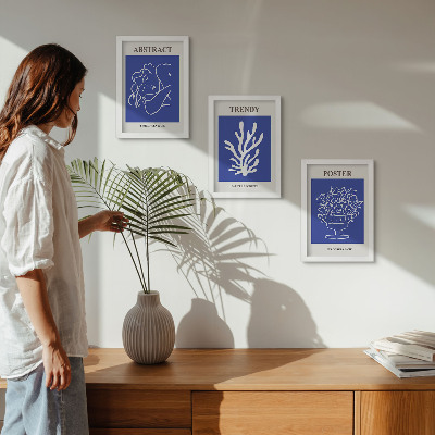 Lot de 3 tableaux Affiches bleues élégantes d'Henri Matisse