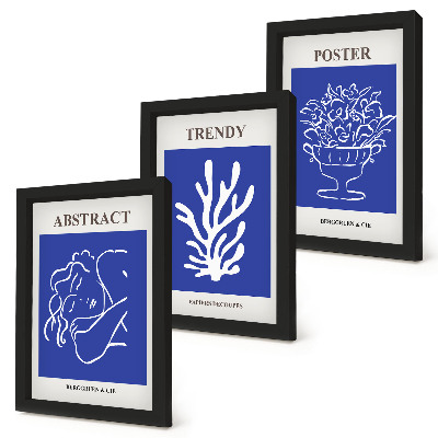 Lot de 3 tableaux Affiches bleues élégantes d'Henri Matisse