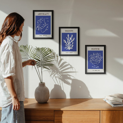 Lot de 3 tableaux Affiches bleues élégantes d'Henri Matisse