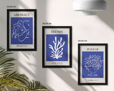 Lot de 3 tableaux Affiches bleues élégantes d'Henri Matisse