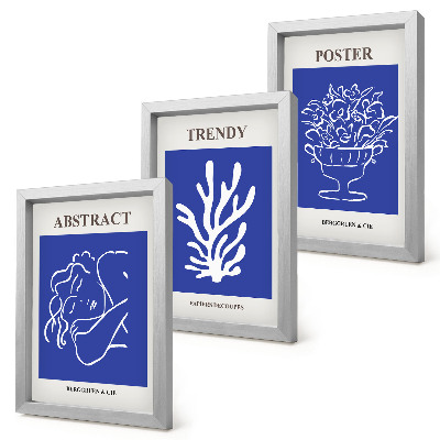 Lot de 3 tableaux Affiches bleues élégantes d'Henri Matisse